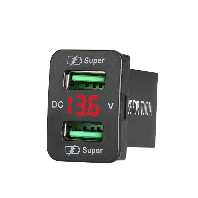 Bluejw 45W USB Car Charger Adapter - LED Voltmeter Display, 12-24V USB Socket, Automobile Fast Charging - Image 1